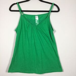 Spaghetti strap green camisole with lace size Medium y2k style fairy